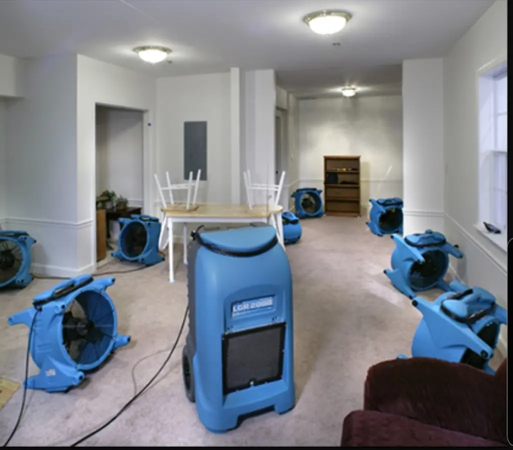 Air movers and dehumidifier setup for Water Extraction & Removal in Olympia