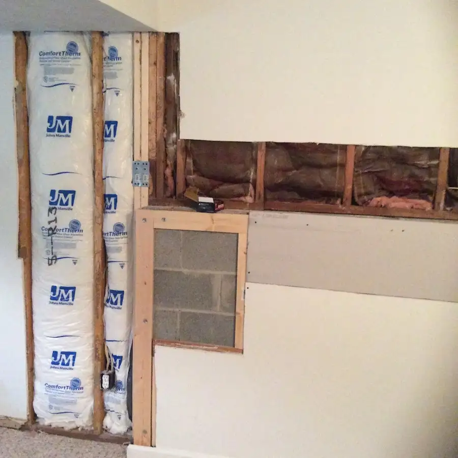 Wall insulation replacement during Basement Flood Cleanup in Olympia